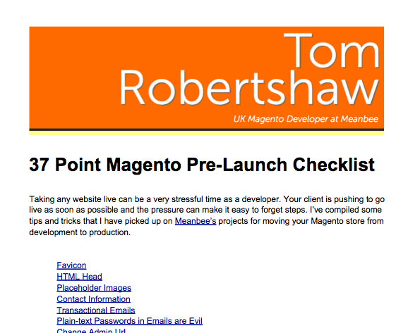 Magento Pre-Launch Checklist Download