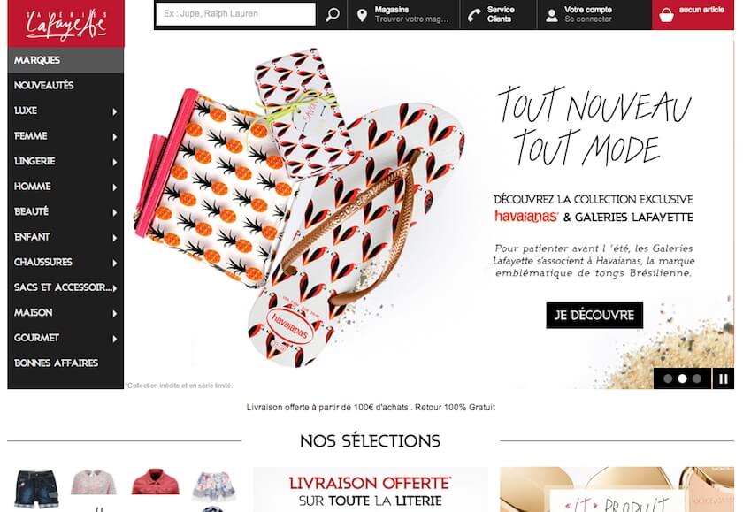 Galeries La Fayette Site on Desktop